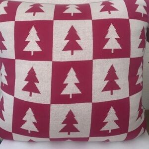 Christmas Tree Pink & White Holiday Pillow 18”x 18”